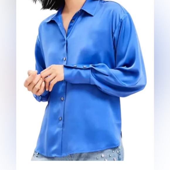 LOFT Tops - LOFT Women's Blue Satin Blouse